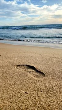 Footprint on the Beach Foto stock