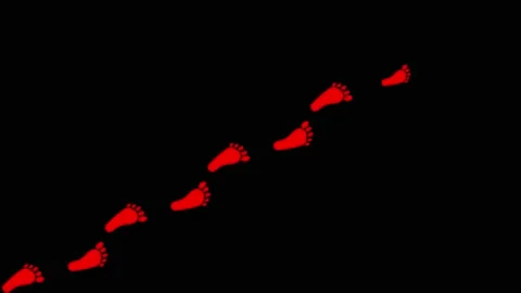 Footprint on black background animation in 4k. Stock Footage 201005489