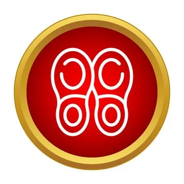 Footprint icon on a red button concept Illustrazione stock