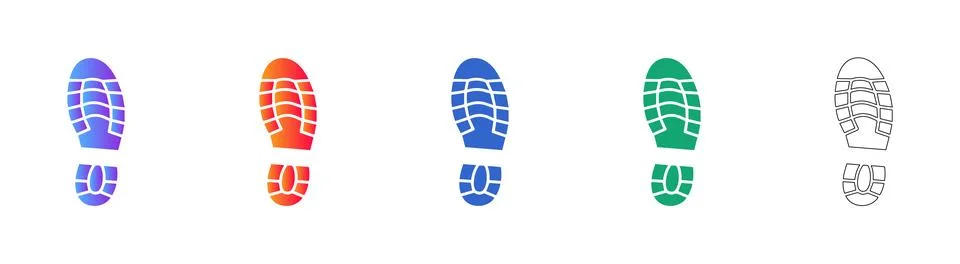 Footprint Icons in Multi Colored Gradient Style Illustrazione stock