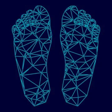 Footprint low poly triangulation triangulated polygonal electric cyan blue vi Illustrazione stock