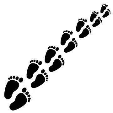 Footprint path isolated on white background Illustrazione stock