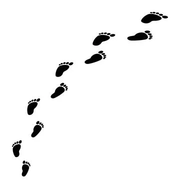 Footprint path isolated on white background Illustrazione stock