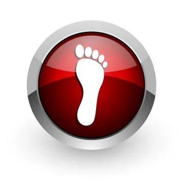 Footprint red circle web glossy icon. 库存插图