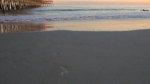 Footprint in the sand at the beach Stock Footage 167372764