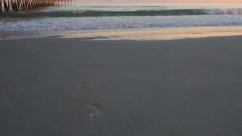Footprint in the sand at the beach Stock Footage 167372768