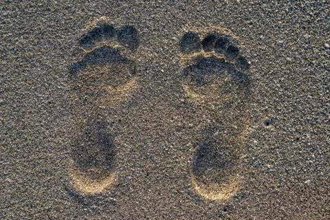Footprint on the sand Stock Photos