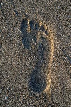 Footprint on the sand Foto stock