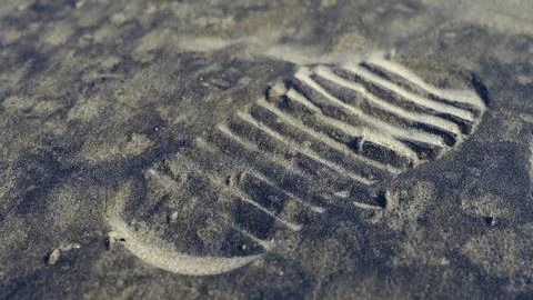 Footprint on surface of the moon Stock Photos