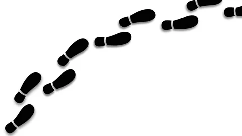 Footprints appearing on white background. Cartoon animation. Copy space. Stock Footage 137661925