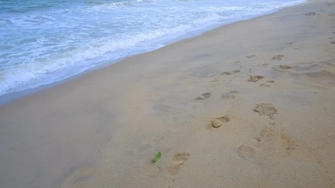 Footprints on beach background Stock Footage 101418665