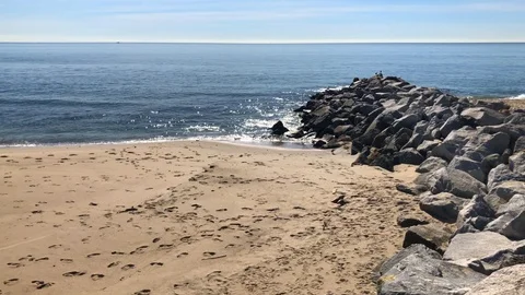 Footprints on the Beach Stock Footage 102015573