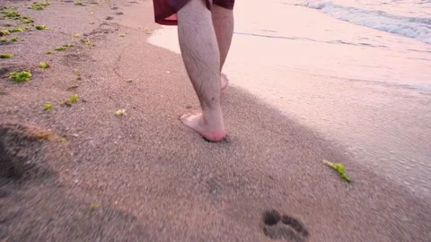 Footprints on the beach Stock Footage 237632786