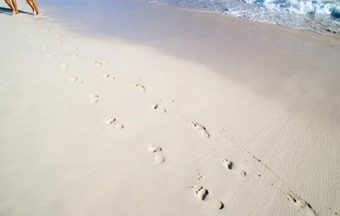 Footprints in beach Foto stock