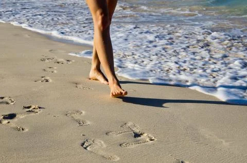 Footprints in beach Stock Photos