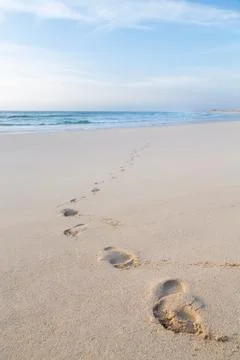 Footprints on beach Stock Photos