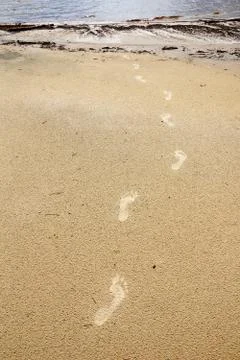 Footprints on the beach Stock Photos