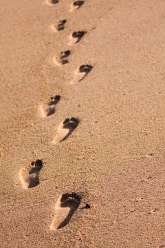 Footprints on the beach Stock Photos
