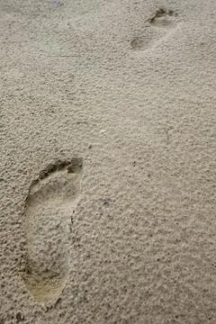 Footprints on beach Stock Photos