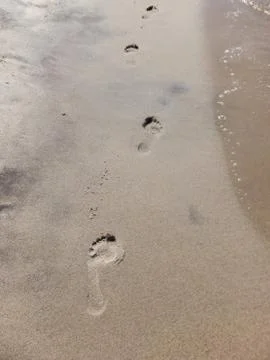 Footprints on a beach Stock Photos