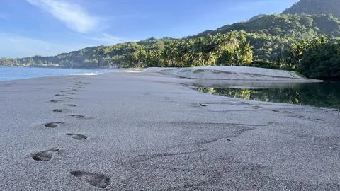 A footprints on the beach Foto stock