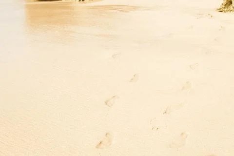 Footprints on beach sand Stock Photos