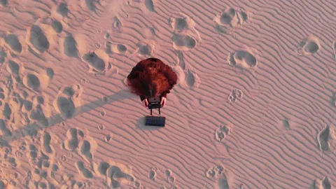 Footprints in the carousel, drone pilot on the Baltic Sea Stock Footage 130224589
