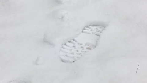 Footprints in fresh snow. Video stock 242285813