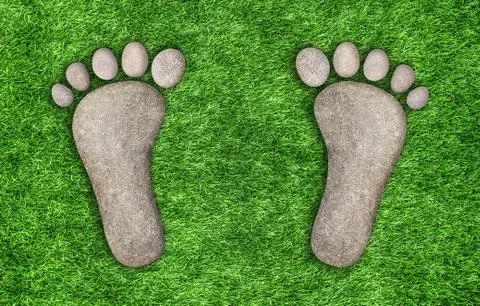 Footprints in the grass Stock Photos