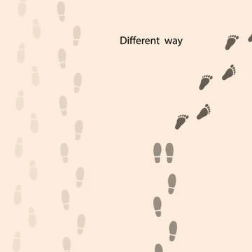 Footprints icon design vector template.Different thinking for success in life Stock Illustration