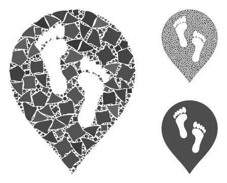 Footprints map marker Composition Icon of Abrupt Elements Stock Illustration