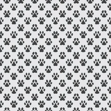 Footprints pattern. Vector concept seamless background with pet paw prints so Stock Illustration