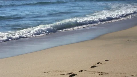 Footprints in the sand 3 Stock Footage 86621676