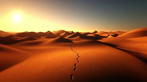 Footprints on the sand dunes Stock Footage 82898301