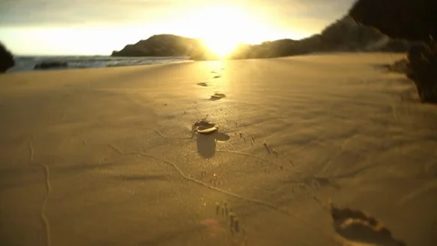 Footprints in the sand Stock Footage 126728302