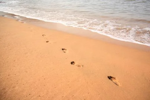 Footprints in the sand goa Stock Photos
