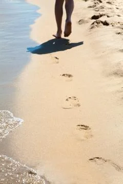Footprints on the sand Foto stock