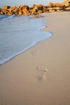 Footprints in the sand Stock Photos