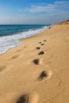 Footprints On Sand Stock Photos