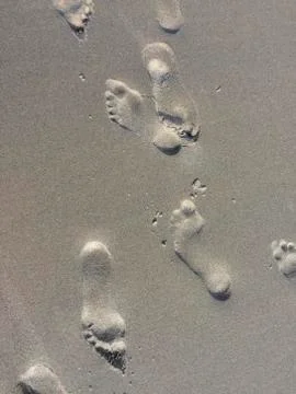 Footprints in sand Foto stock