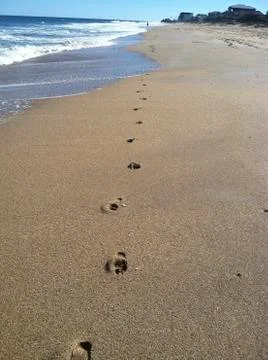 Footprints in the Sand Stockfoto's