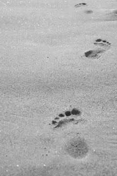 Footprints in the sand Foto stock