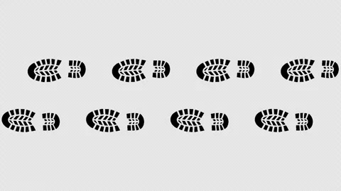 Footprints shoe  on transparent background. Video stock 298172296