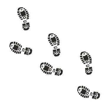 Footprints of shoes on a white background Stock Illustration