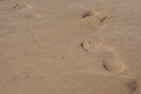 Footprints on the shore. 库存照片