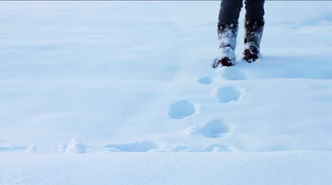 Footprints in the snow Stock Footage 24638544
