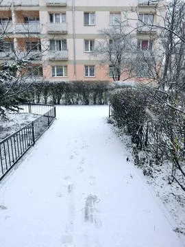 Footprints in the snow. Going outside on a winter snowy day Stock Photos