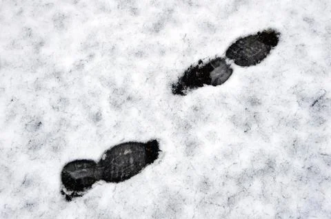 Footprints in the snow Foto stock