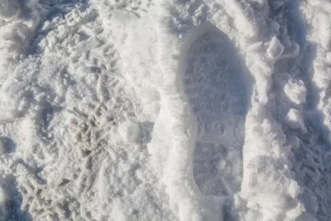 Footprints in the snow. Stock Photos