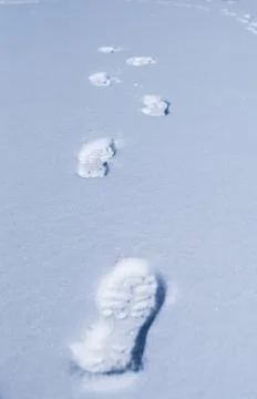 Footprints in the snow Stock Photos
